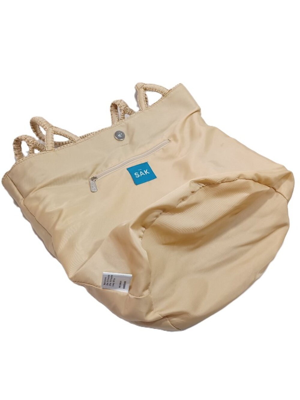 The Sak Hand Crochet Tan Shoulder Bag Double Strap 10"x12"x9" with 9" drop - Picture 5 of 9
